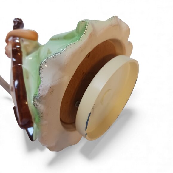 Vintage 1970s Porcelain Music Box Figurine Girl with Double Bass | Made in Japan - Picture 9 of 11